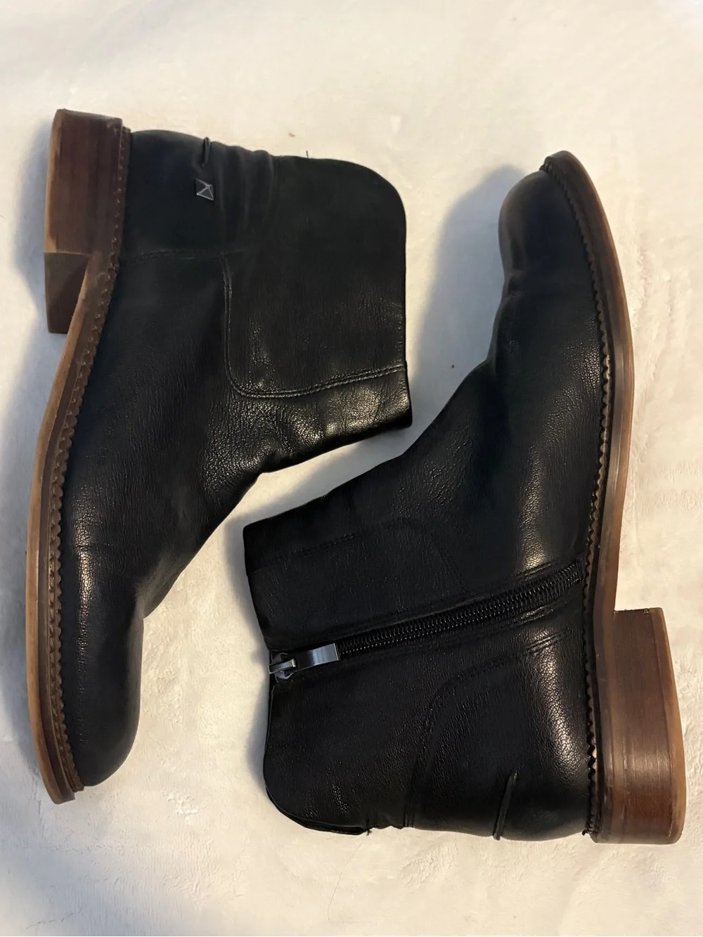 Franco Sarto Black Leather Chukka Boots with Side Zip